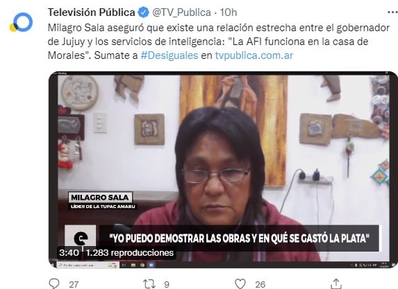 Milagro Sala apareció en la TV Pública para defenderse de los dichos de su exmano derecha "Shakira" Guerrero