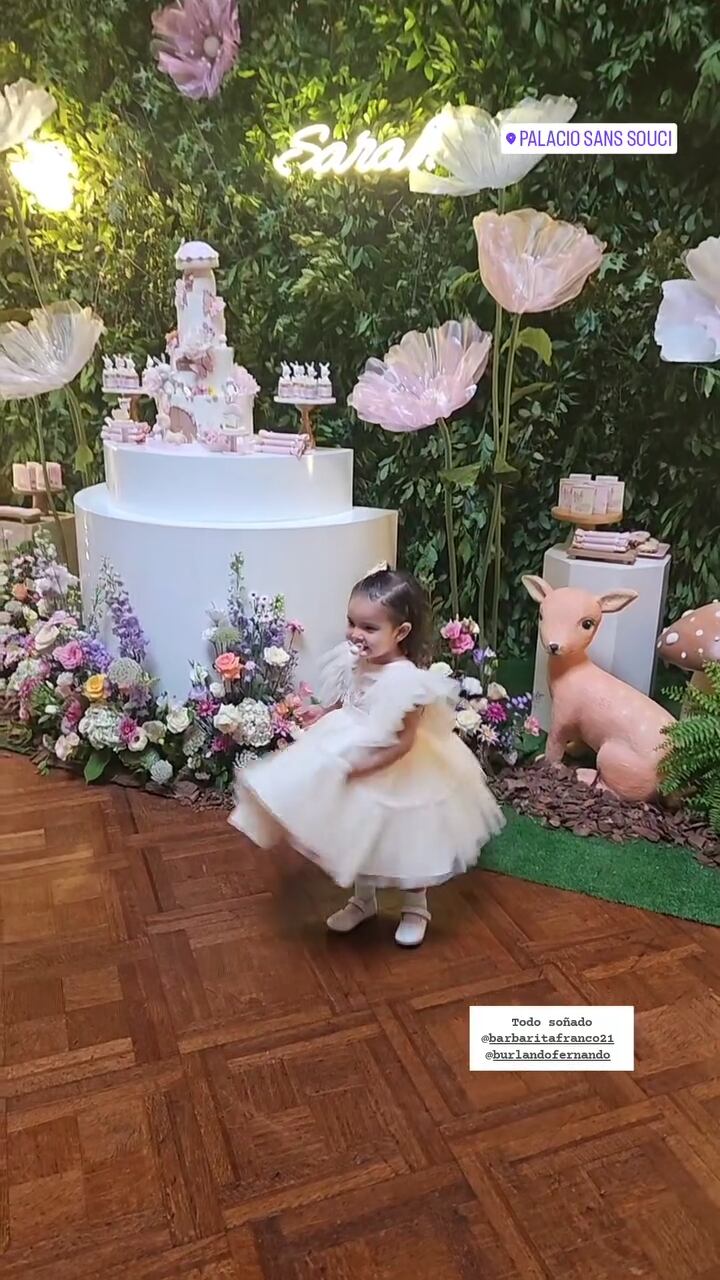 El cumpleaños de 2 años de Sarah Burlando en el Palacio Sans Souci. Gentileza Instagram.