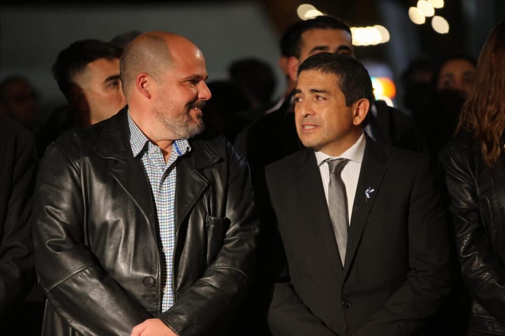 Apertura de la Fiesta Nacional de la Ganadería en Alvear. Jorge noguerol presidente de la Cámara de Comercio y el intendente Walther Marcolini.