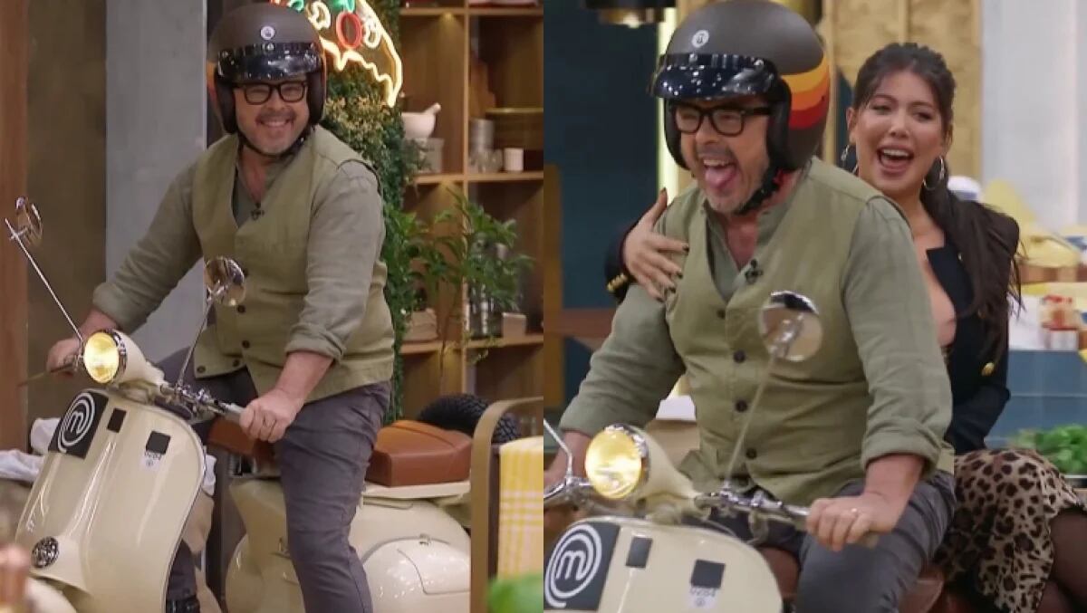 Donato ingresó al estudio en una moto y sorprendió a Wanda Nara