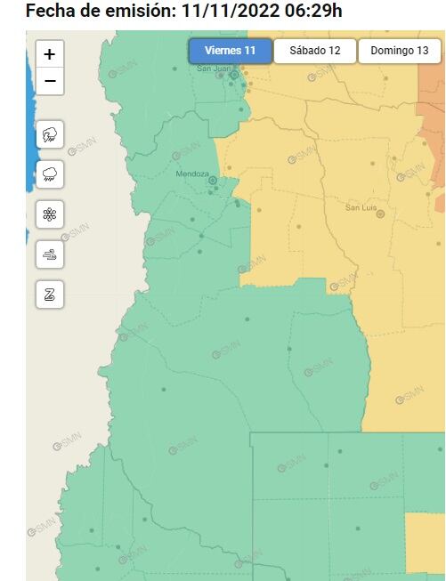 Alerta amarilla por tormentas en Mendoza (SMN)