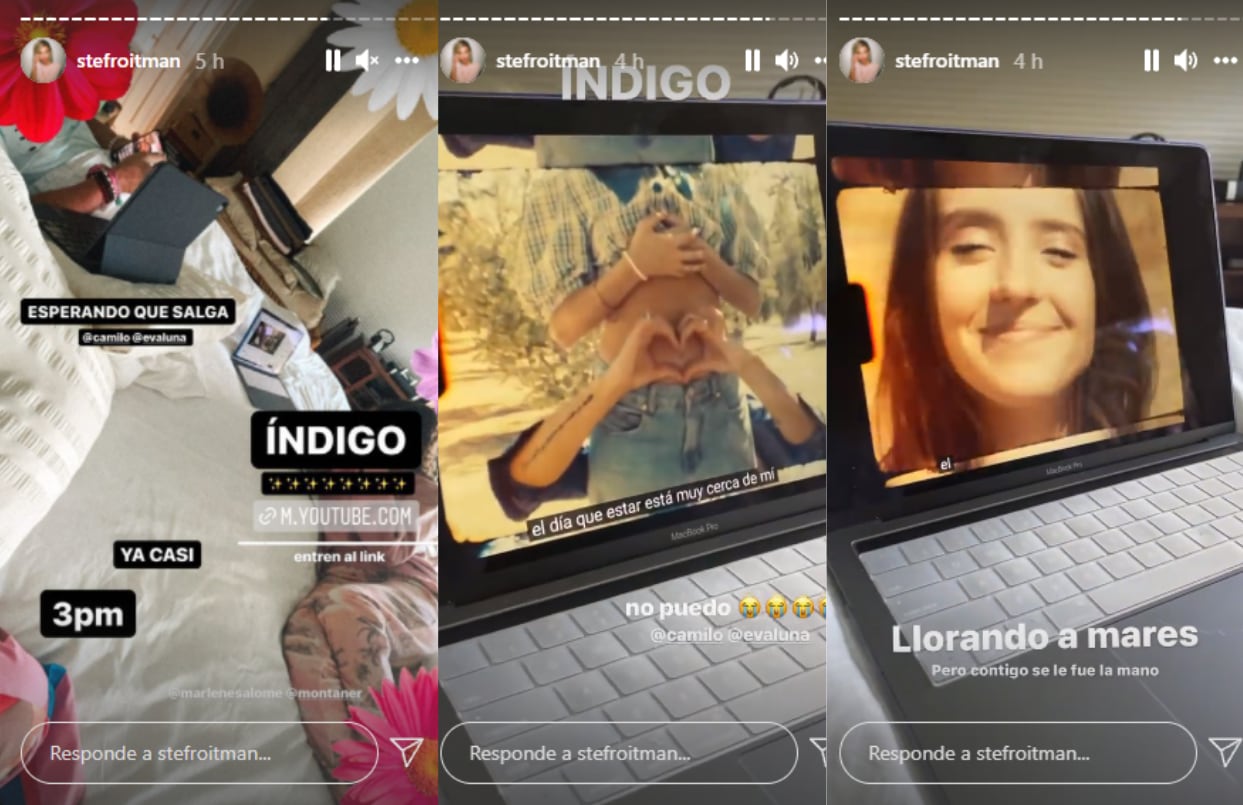 Las historias de Instagram de Stefi Roitman, mientras presenciaba el estreno de Índigo.