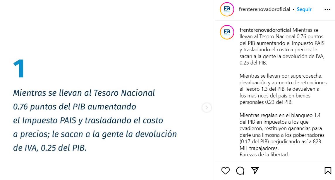 El comunicado del Frente Renovador