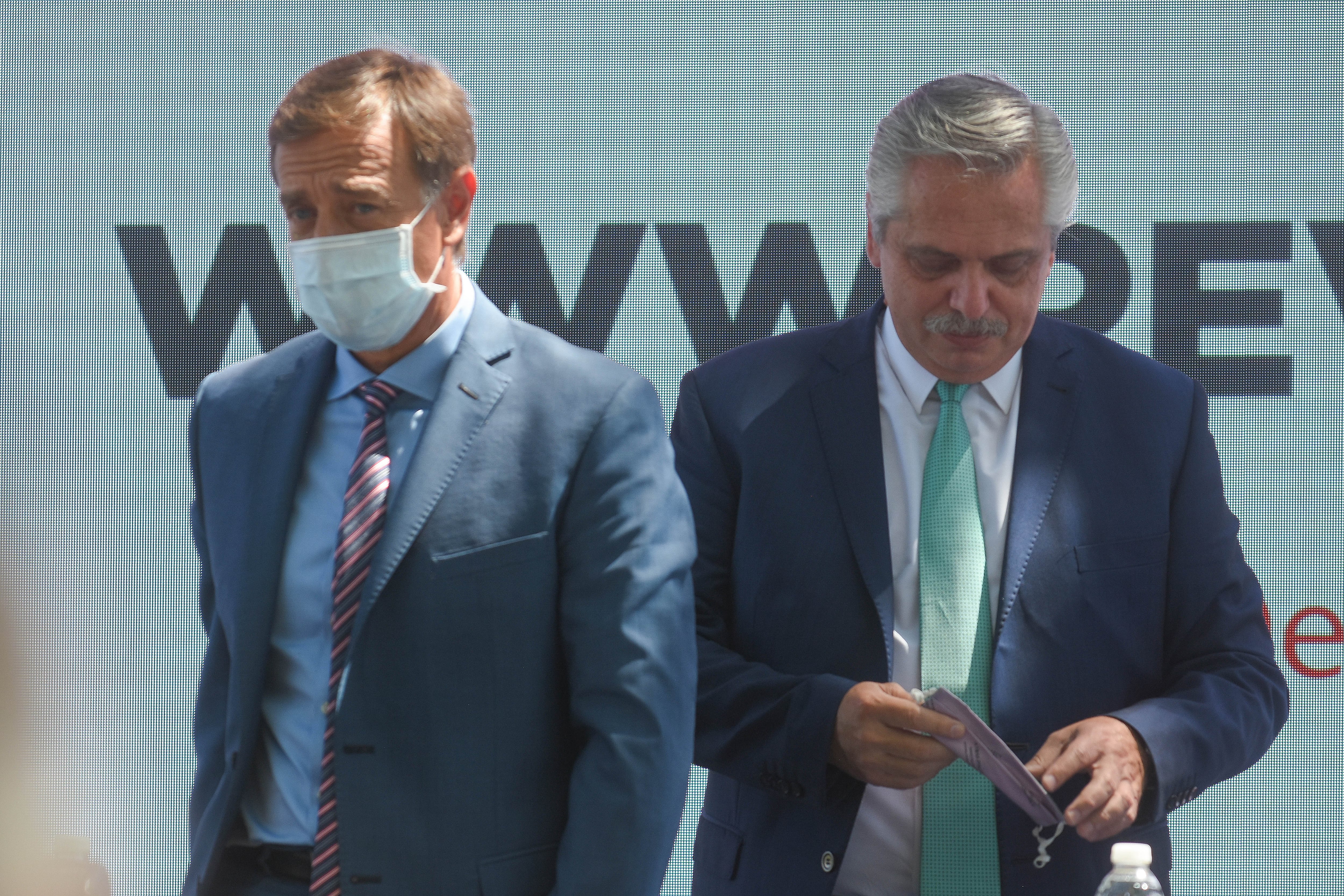 El presidente de la Nación Alberto Fernández junto a Rodolfo Suárez Foto: Nicolás Ríos