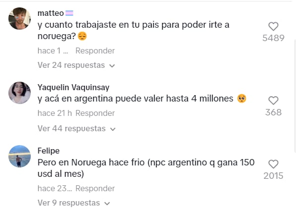 Algunos de los comentarios en el video viral