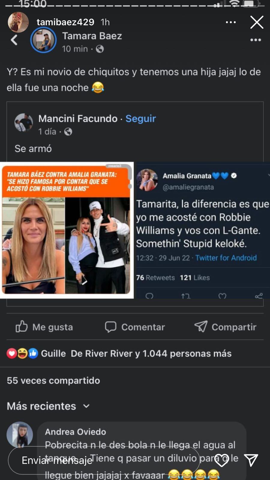 Continúa la guerra entre Tamara Báez y Amalia Granata.