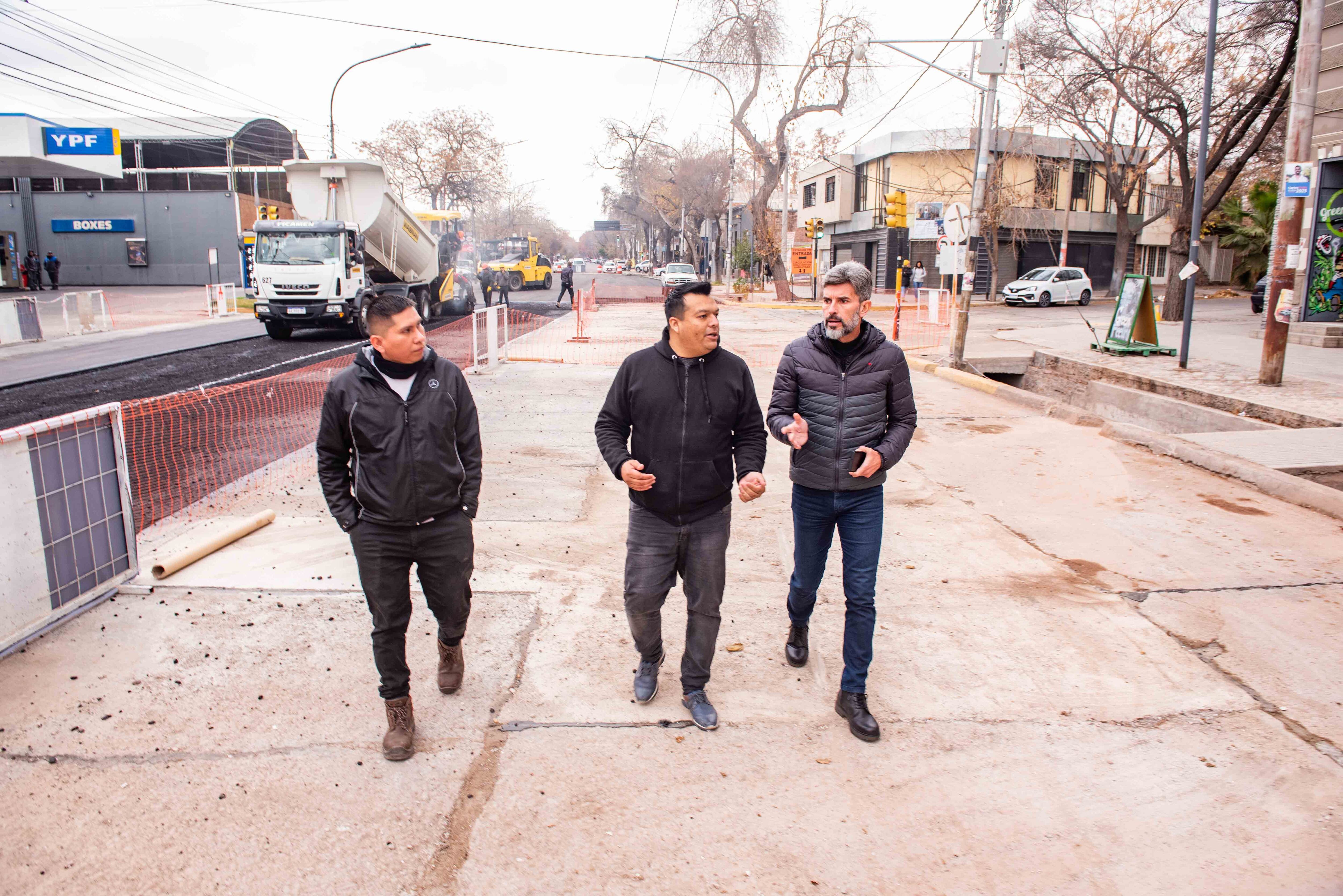 Avanzan las obras de mejoramiento vial en avenida San Martín. Foto: Prensa Ciudad de Mendoza