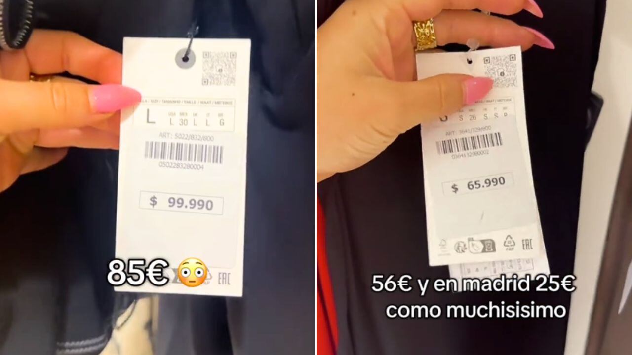 La joven mostró los altos precios de la ropa en Argentina y los comparó con los de España. Foto: captura de video.