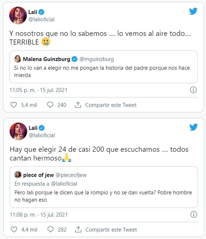 La versión de Lali frente a las críticas del público.