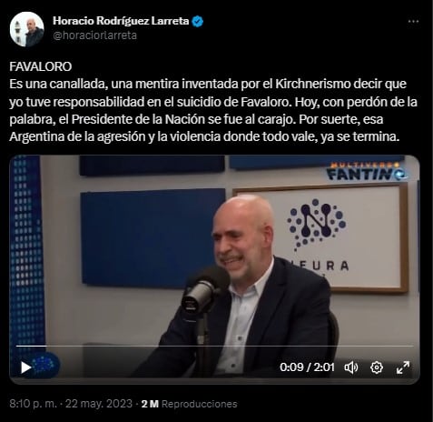 Rodríguez Larreta compartió el video en Twitter. Foto: captura de pantalla.