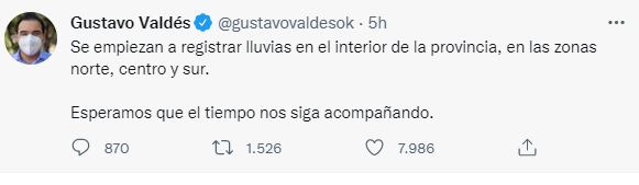 El mensaje del gobernador de Corrientes, Gustavo Valdés.