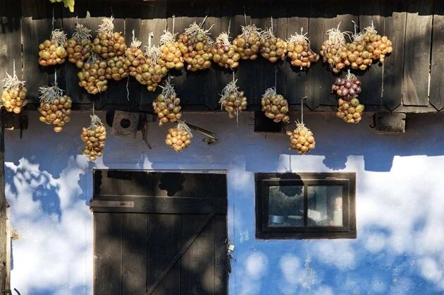 Grecia: colgar cebollas en la puerta de entrada