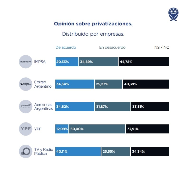 Encuesta sobre privatizaciones. Consultora Demokratia