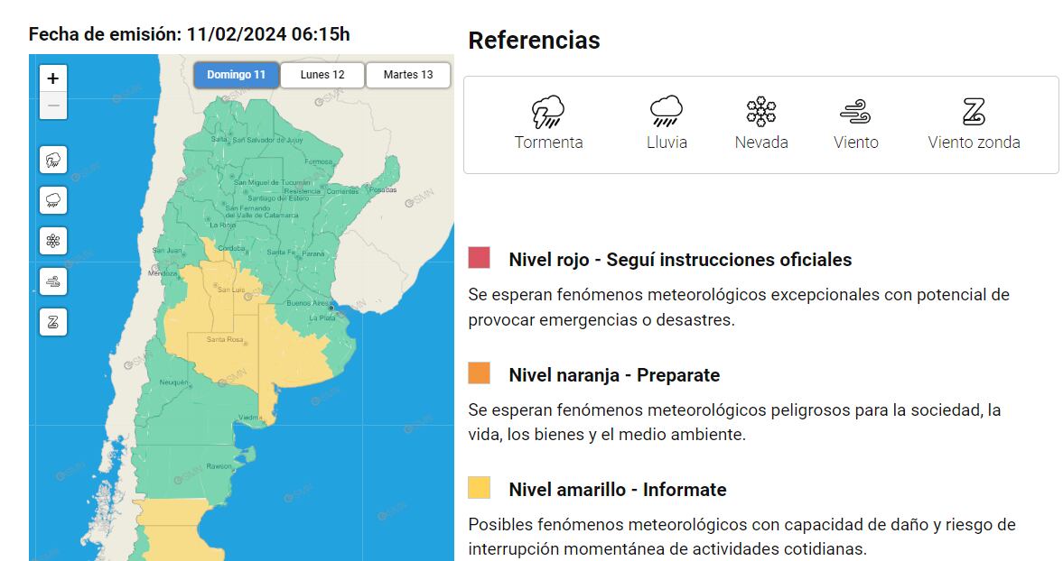 Alerta meteorológica SMN