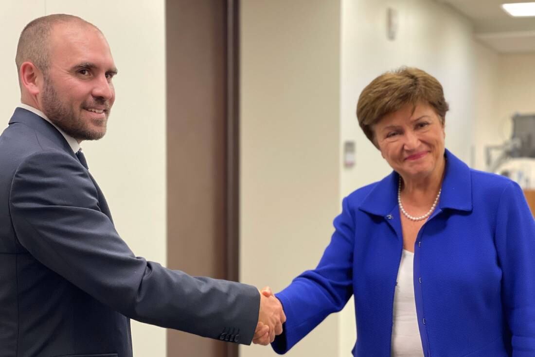 Martín Guzmán, ministro de Economía de Argentina, se reunió con la economista búlgara Kristalina Georgieva, directora gerente del FMI.