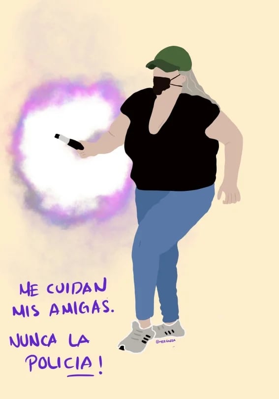 Otro de los dibujos que los colectivos feministas realizaron para agradecer la valentía de Lila.