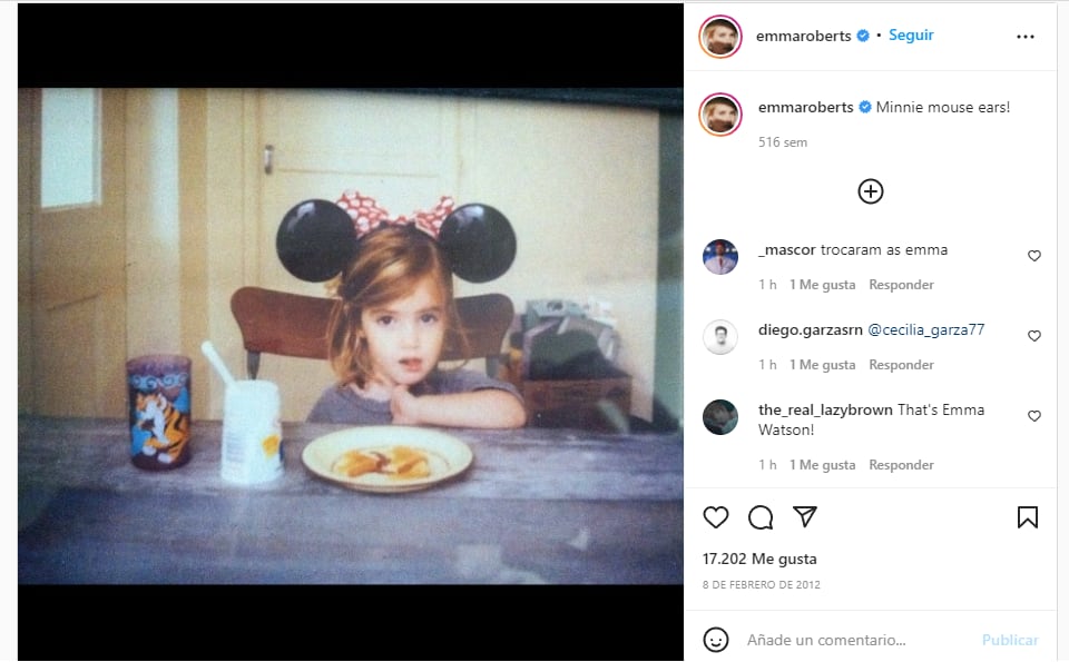 Emma Roberts compartió esta imagen en su Instagram en 2012.