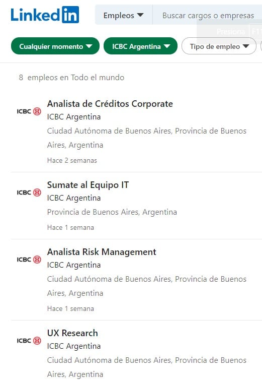 Desde LinkedIn también se puede aplicar a los puestos de trabajo. Foto: captura de pantalla. 