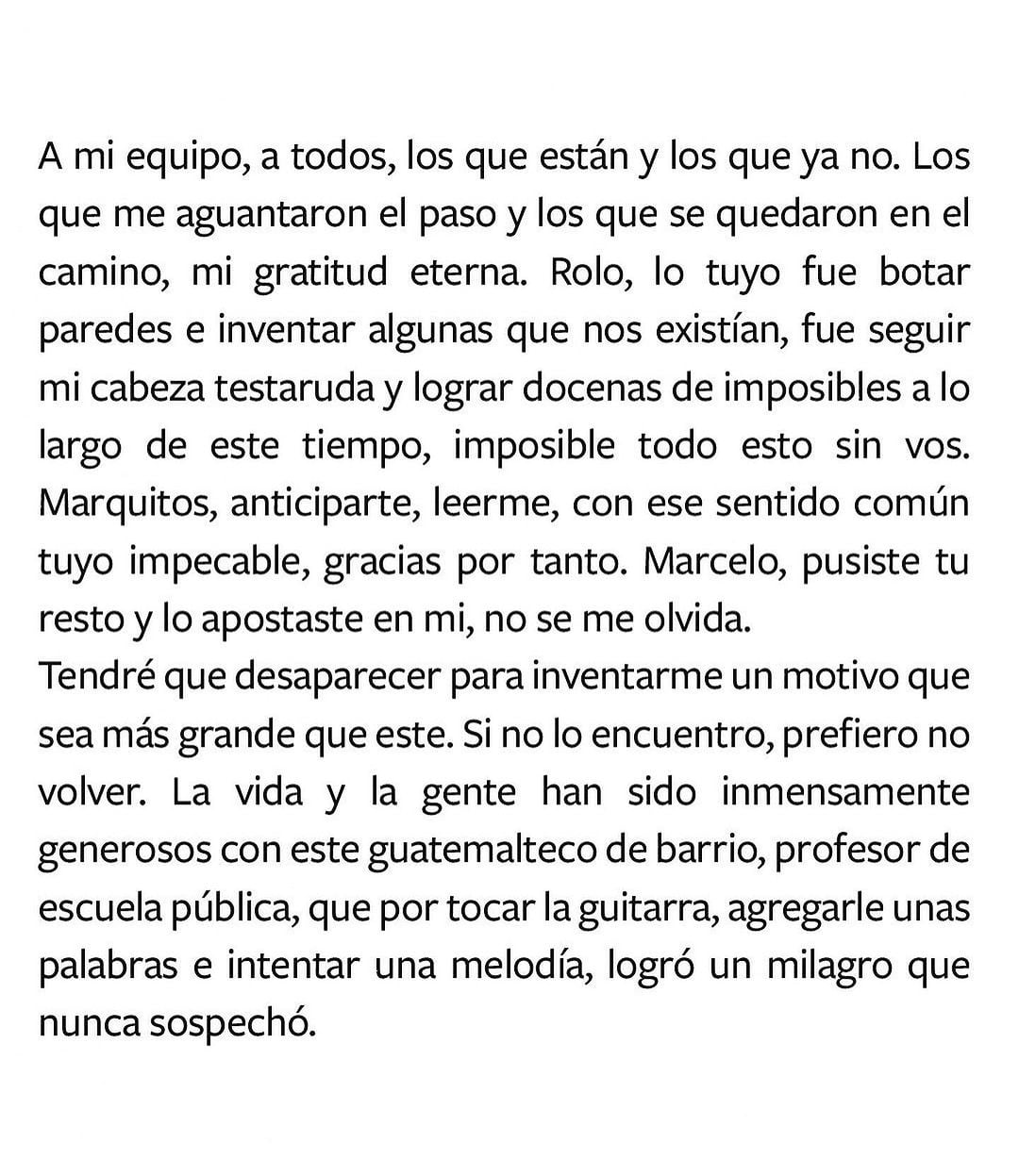 El mensaje de despedida de Ricardo Arjona en Instagram. 