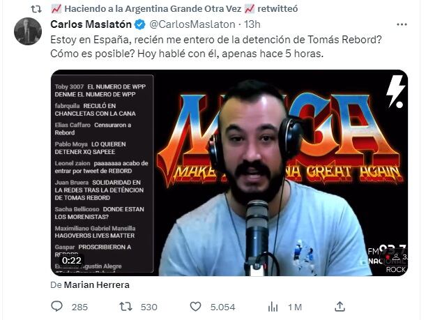 Rebord se hizo viral por su video "enojado" y su supuesta detención