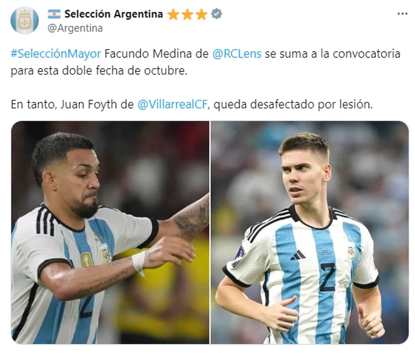 Facundo Medina reemplazará a Juan Foyth