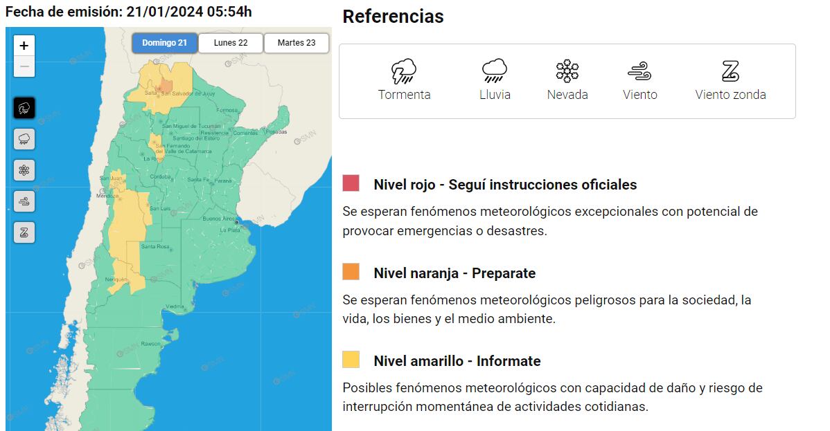 Alerta amarilla - Foto SMN