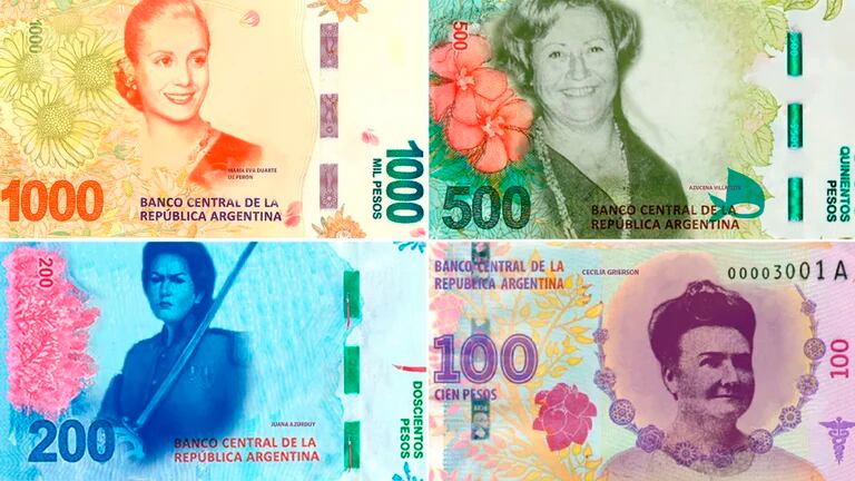 Se busca que con este cambio surja una paridad de género en las figuras plasmadas en los billetes. Foto: Web / Los Andes