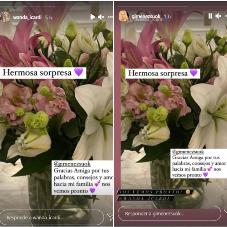 Las flores que Susana Giménez le envió a Wanda Nara