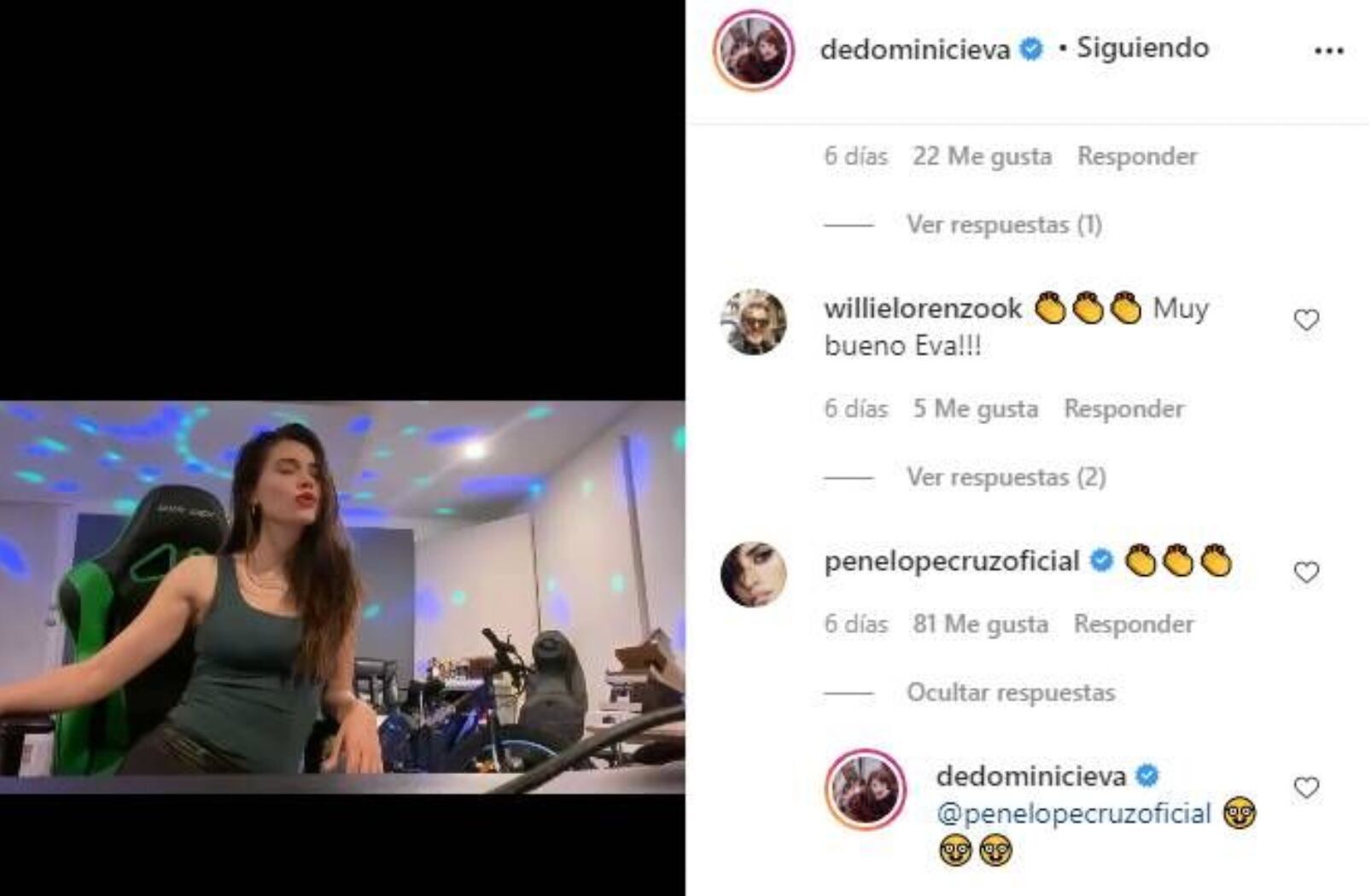 Los aplausos de Penélope Cruz.