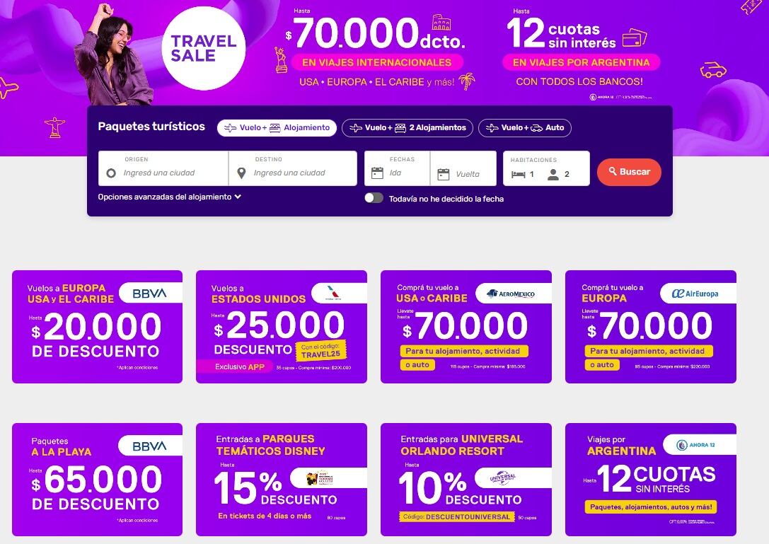 Descuentos y ofertas Travel Sale 2022 de Despegar