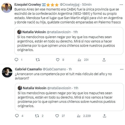 Críticas a la periodista Natalia Volosin por su tuit contra mendocinos (Twitter)