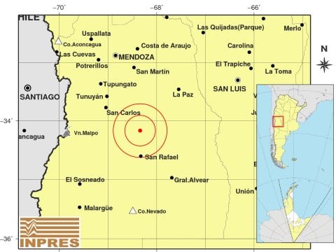 Sismo en Mendoza, tras el temblor en San Juan. Foto: INPRES