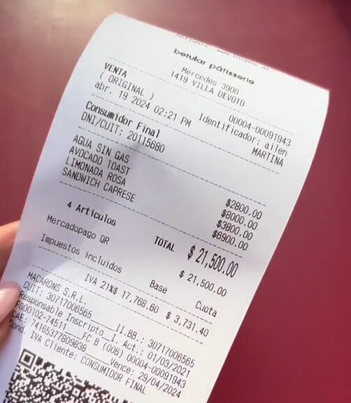 Los impuestos no están desagregados en los tickets actuales