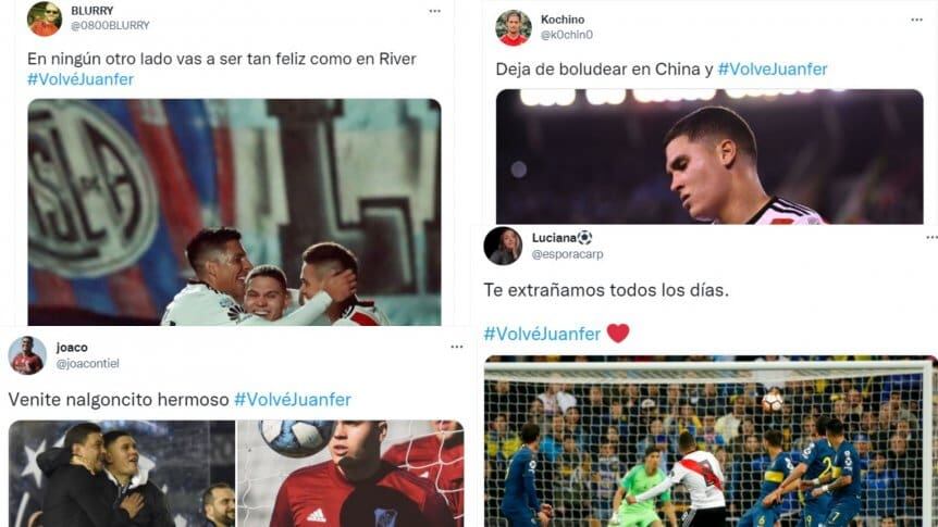 Los hinchas del Millonario hicieron tendencia a Juanfer Quinteros.