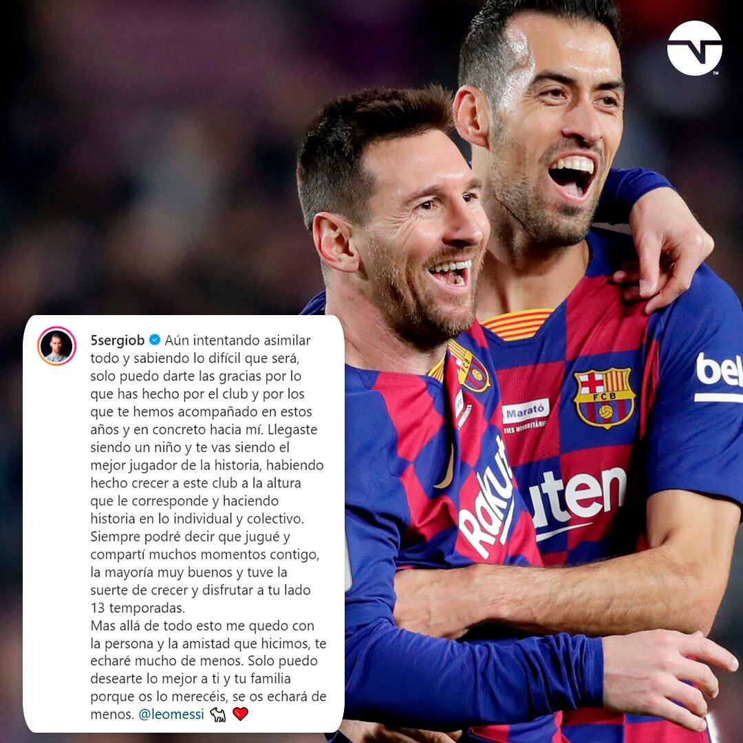 El mensaje de Busquets a Messi, amigos dentro y fuera de la cancha.