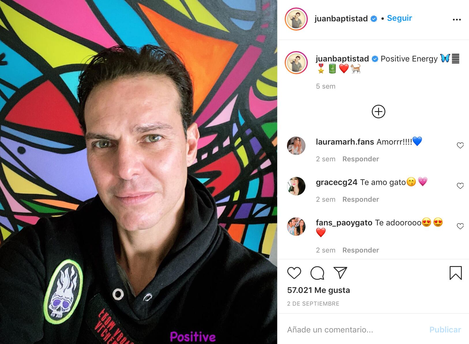 El actor siempre incentiva las "Energías positivas", como puso en su foto.