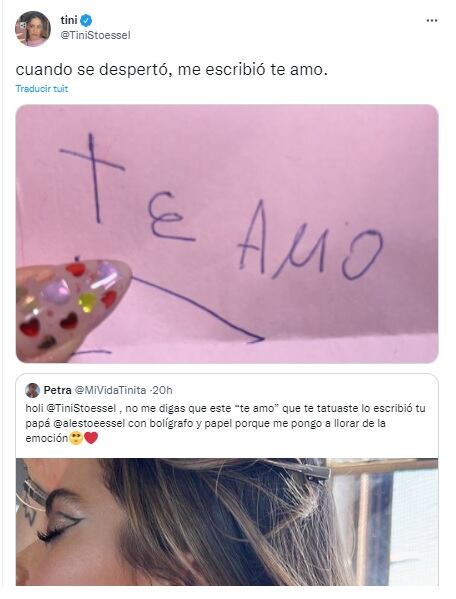 Tini Stoessel mostró el nuevo tatuaje que lleva en el cuello: una frase escrita por su padre