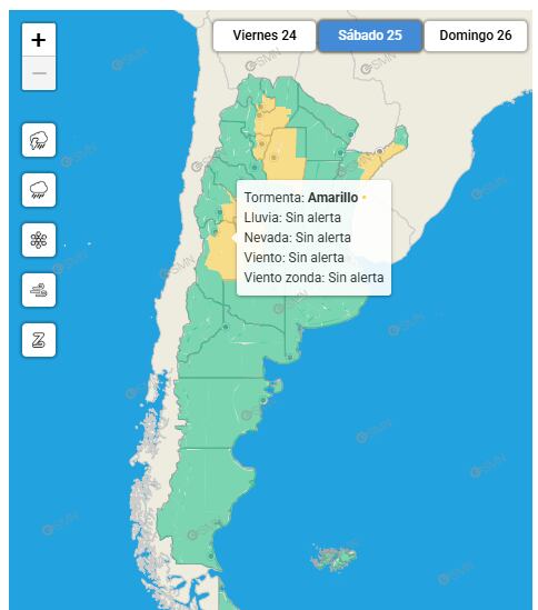 Alerta del SMN para el sábado