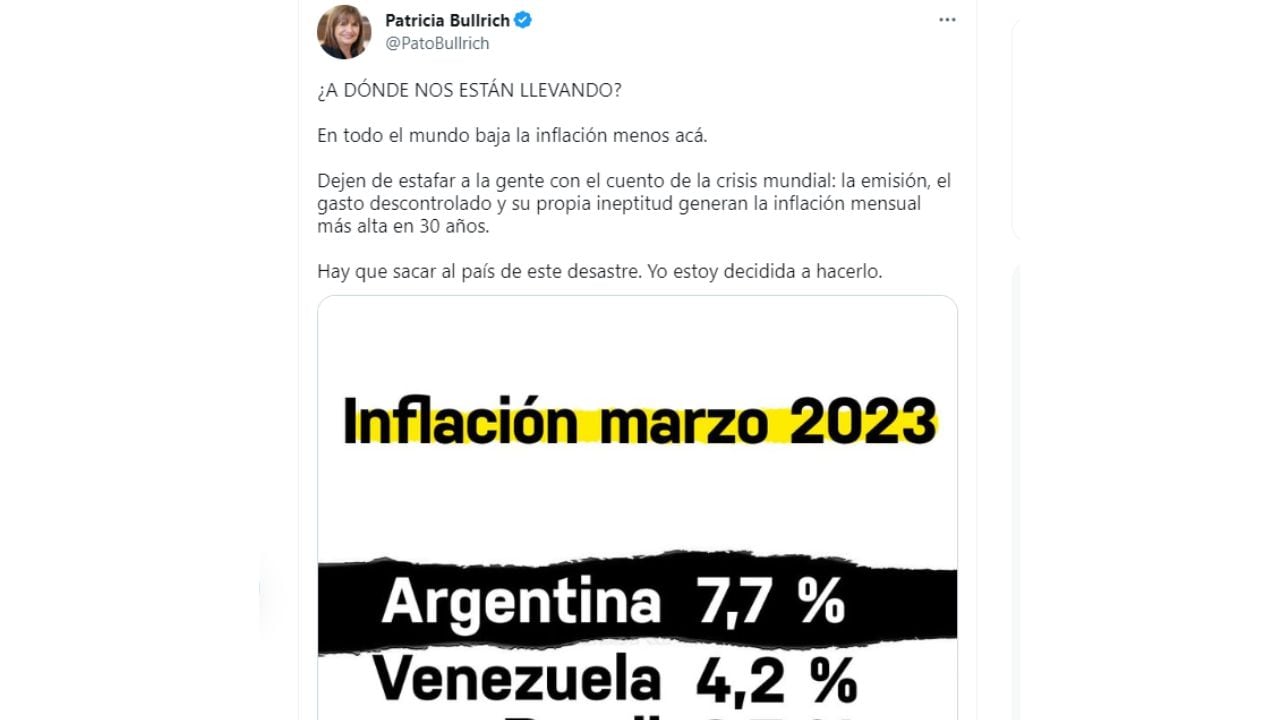 El mensaje de Patricia Bullrich.