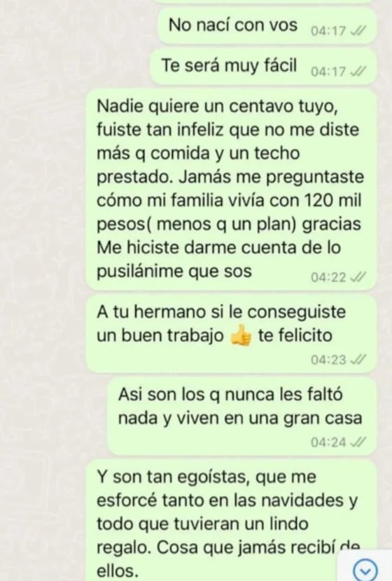 Chat de Fabiola Yañez y Alberto Fernández. Captura: ámbito