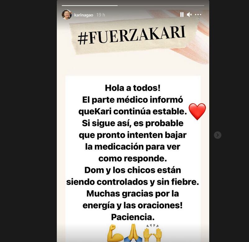 Karina Gao, novedades sobre su estado de salud