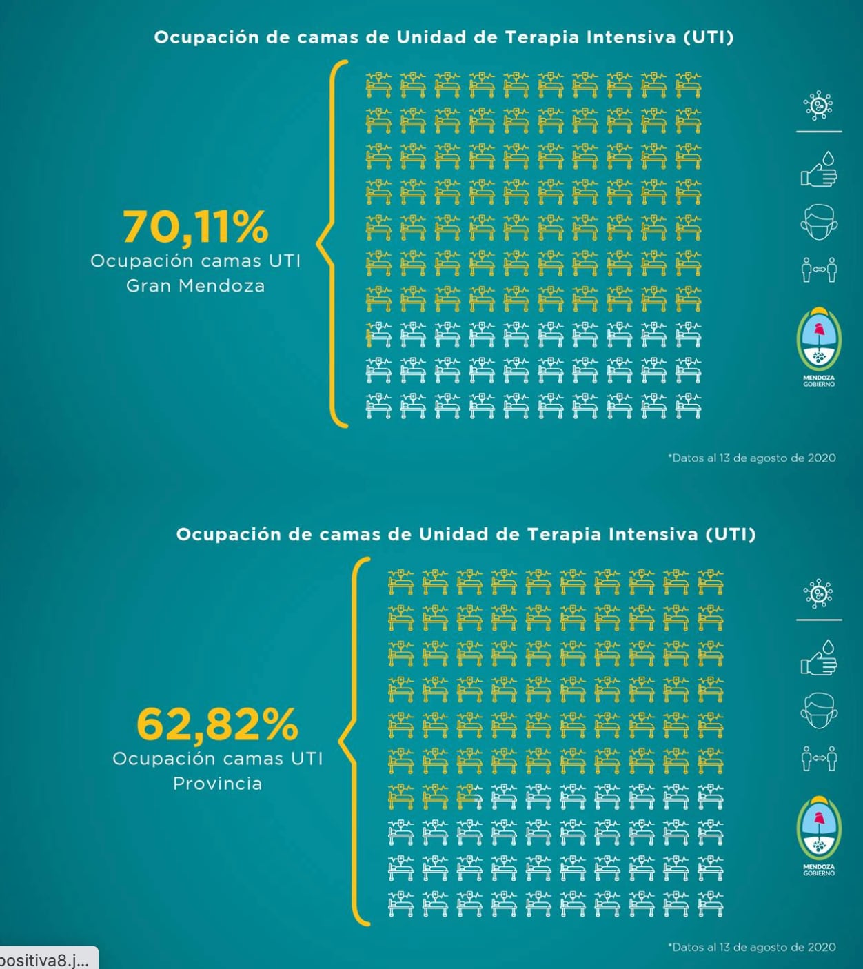 El gobierno de Mendoza presentó el informe sanitario del 6 al 13 de agosto.