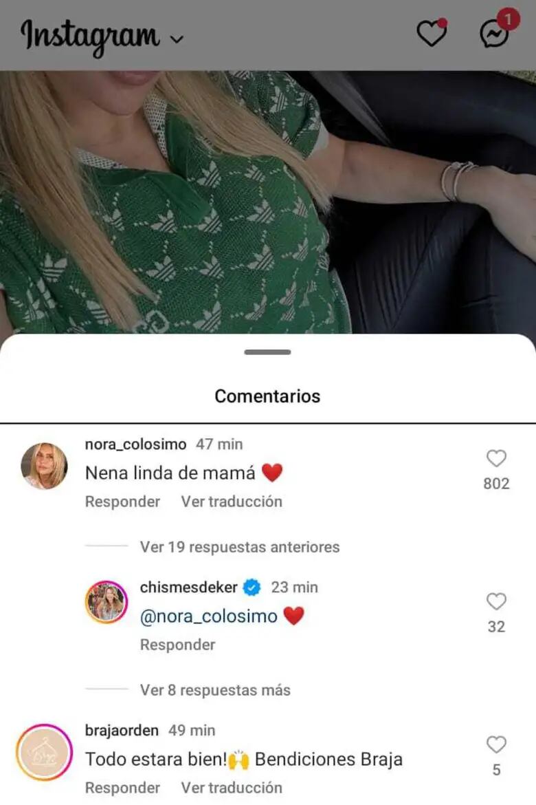 Nora Colosimo, mamá de la empresaria le respondió el posteo a su hija.