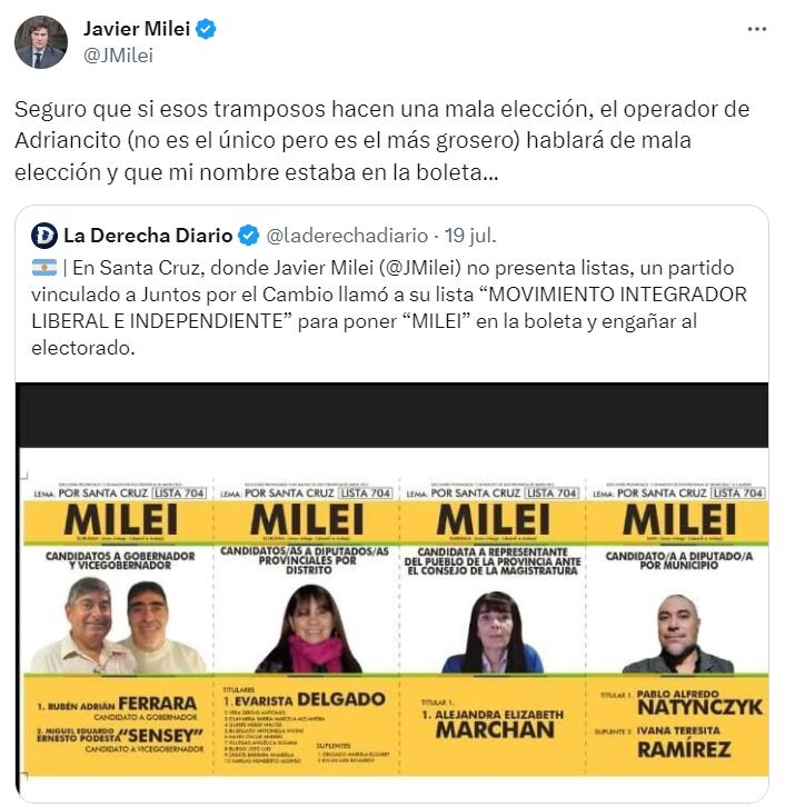 Twitter Javier Milei