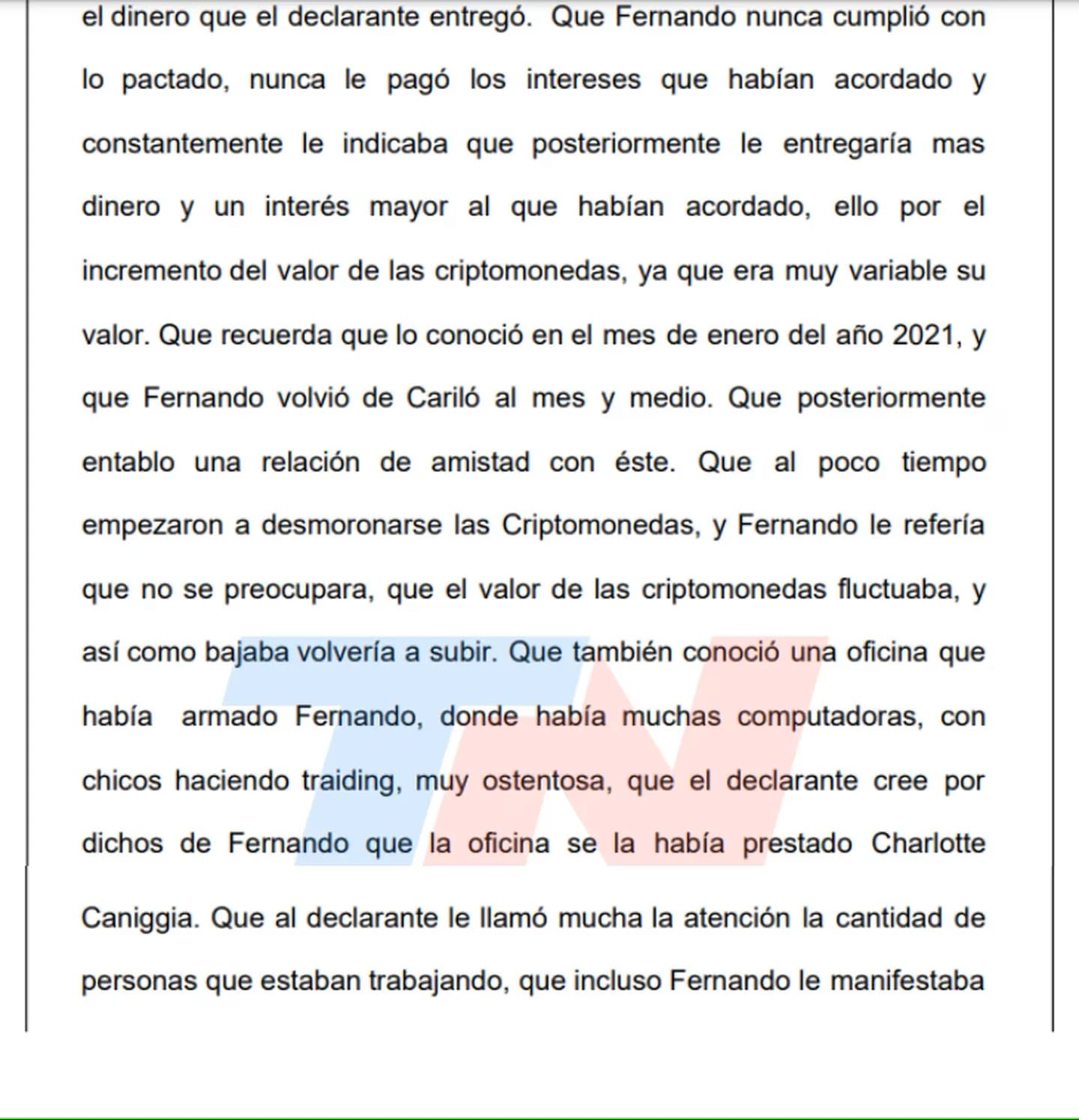 El comisario Horacio Córdoba vinculó al trader con la mediática. Foto: TN.