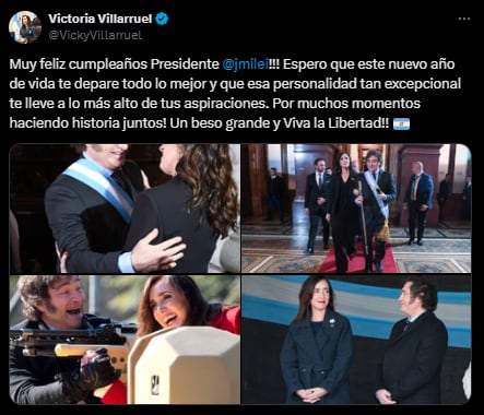 Figuras de la política felicitaron a Milei en el día de su cumpleaños. Foto: captura.