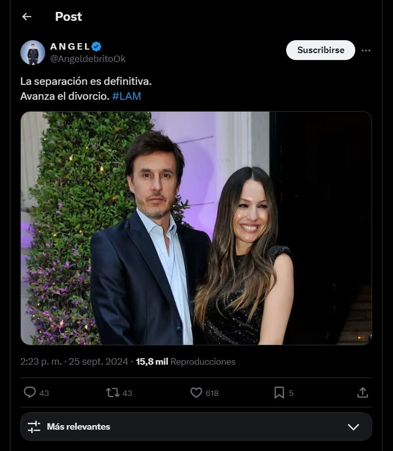 Aseguran que la separación de Pampita y Roberto García Moritán es definitiva.