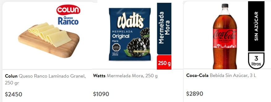 Precios en supermercado de Chile, diciembre de 2022 (Líder)