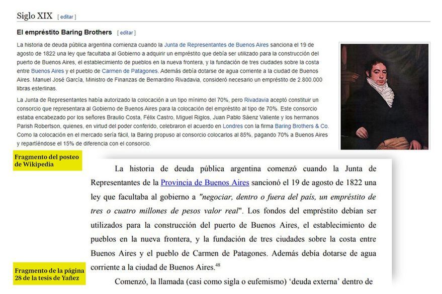 La Tesis de Yañez y las publicaciones en Wikipedia. Gentileza /La Nación.