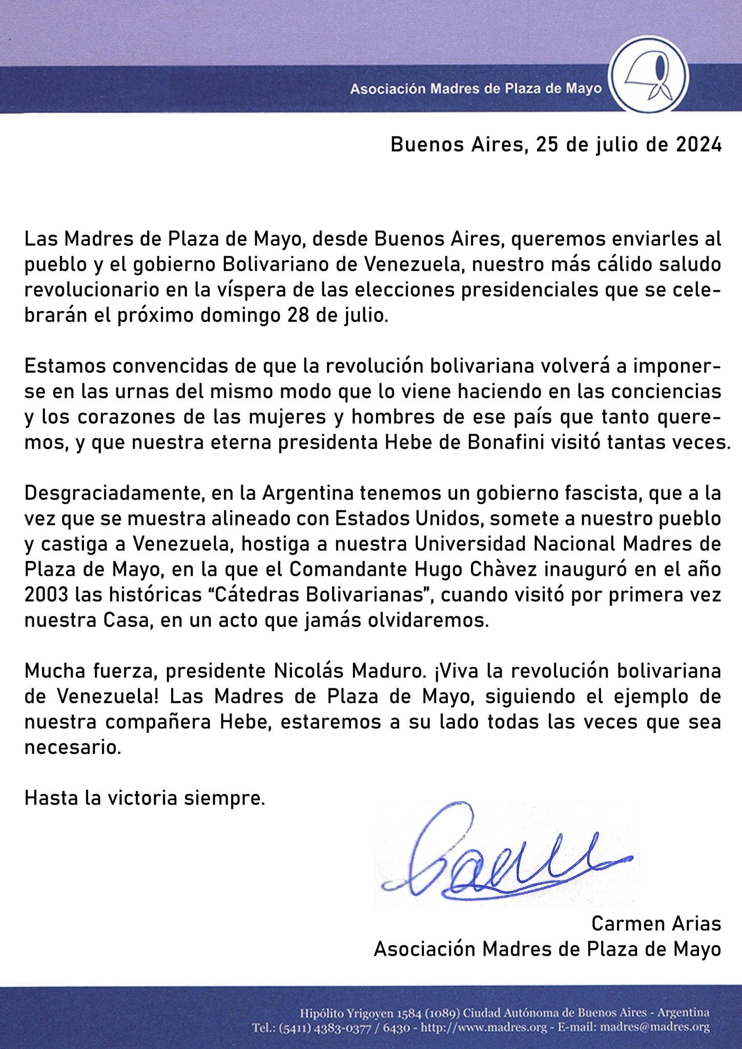 Adorni apuntó contra Madres de Plaza de Mayo por su comunicado de apoyo frente a Maduro / ilustración